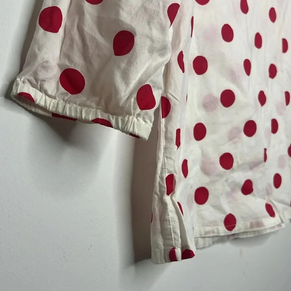 MINI BODEN Polka Dot Print Valentines Popover Smocked Sleeve Blouse Size 7 - Picture 4 of 9